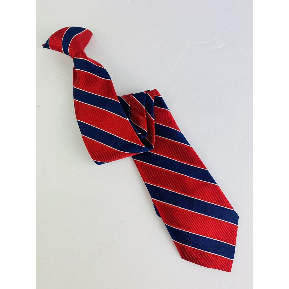 Snap On Stripped Tie Kids Boys Size School Uniform Dress Up Red Navy Blue White